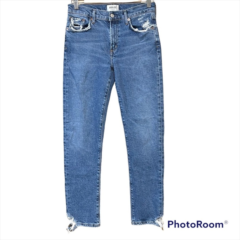 AGOLDE Toni Mid Rise Straight Distressed Ankle Jeans 27 - Picture 6 of 11